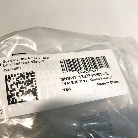 High Waisted Wide Leg Pants Pockets Front Split Flare Leg Olive Green Knit XL - Picture 10 of 10